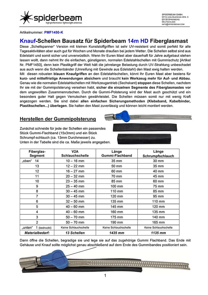 Bausatz Knauf-Schellen für 14m HD Anleitung
