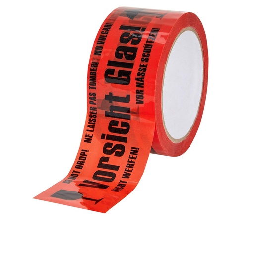 [VPM12] Rot bedrucktes PP Signalklebeband, ca. 66m Rolle, 50mm breit